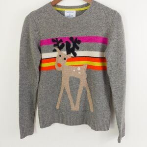 Antoni and Alison Reindeer Sweater Merino Wool Long Sleeve Grey Size Medium